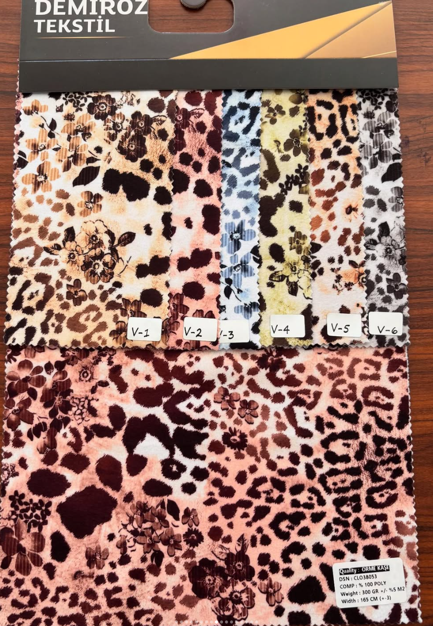 Demiröz Tekstil Leopar ve Çiçek Desenli Kumaş
