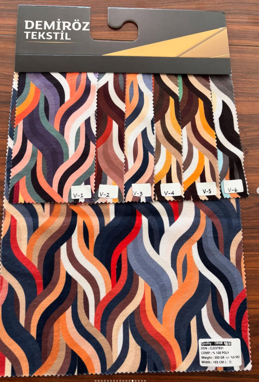 Demiröz Tekstil Soyut Dalga Desenli Kumaş